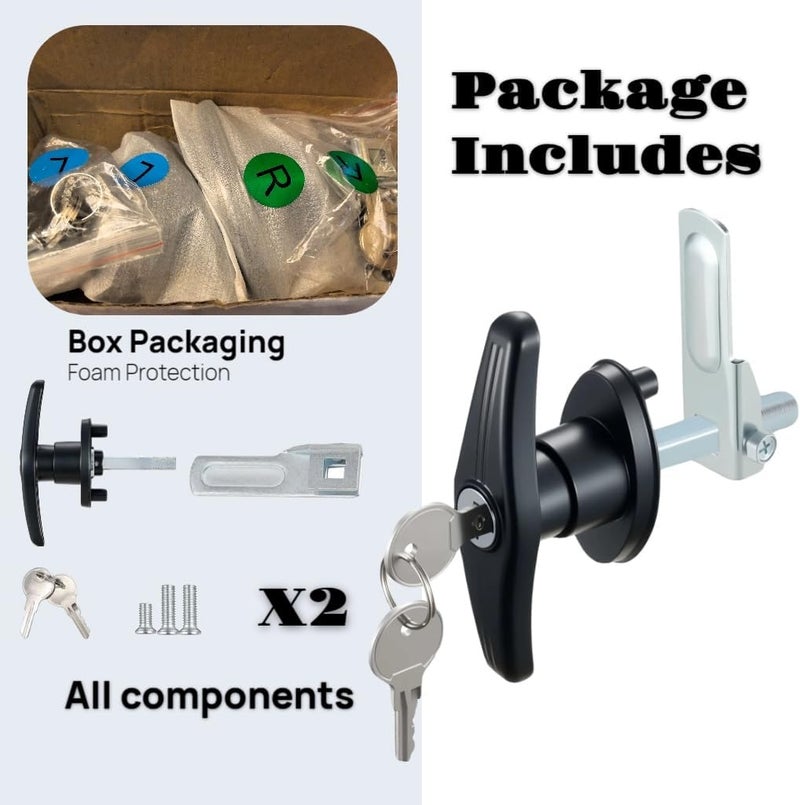Ojeemii 2PCS Truck Cap Locking T-Handle, Camper Shell Accessories, T-Handle Latch with Keyed Lock, Truck Camper Shell Lock, Key Alike Black T-Handle Locks (Left & Right) for Most Truck - Image 3
